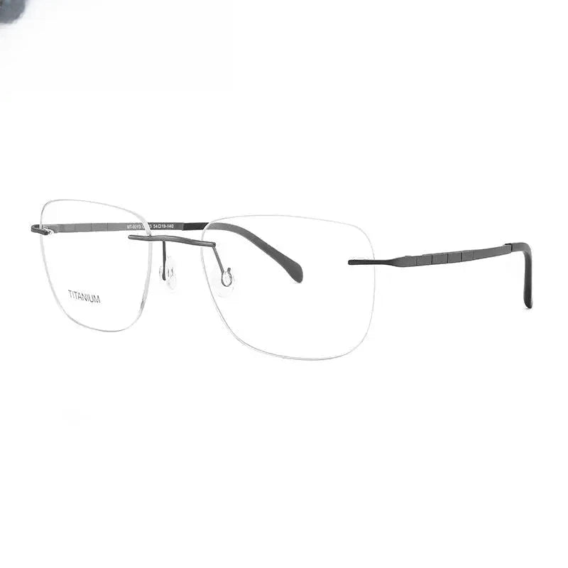 Unisex Polygon Rimless Titanium Flat Top Prescription Glasses 969013 — view 6 | Rx Spectacle