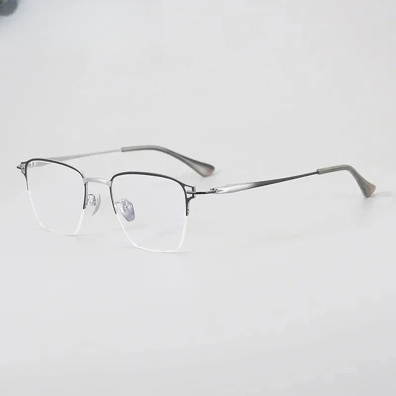 Unisex Polygon Semi-Rimless Titanium Oversized Prescription Glasses 881485 — view 5 | Rx Spectacle
