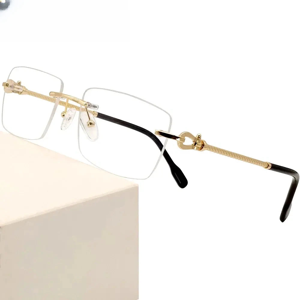 Men's Square Rimless Titanium Prescription Glasses 31682 — view 1 | Rx Spectacle