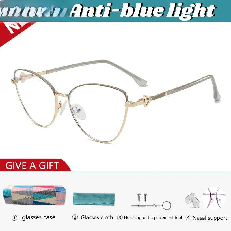 Women's Butterfly Full Rim Titanium Reading Glasses 69832 — view 4 | Rx Spectacle