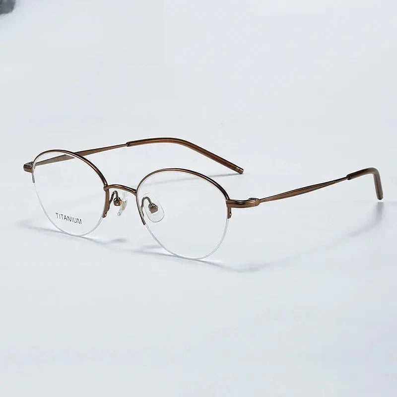 Women's Round Semi-Rimless Titanium Prescription Glasses 72948 — view 4 | Rx Spectacle