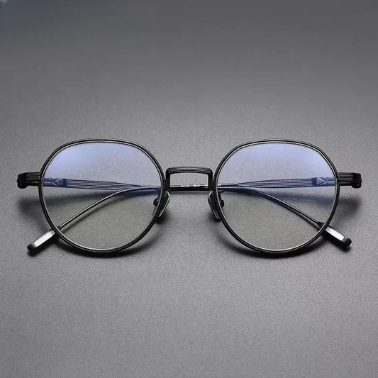 Unisex Oval Full Rim Titanium Flat Top Prescription Glasses 2261 — view 1 | Rx Spectacle