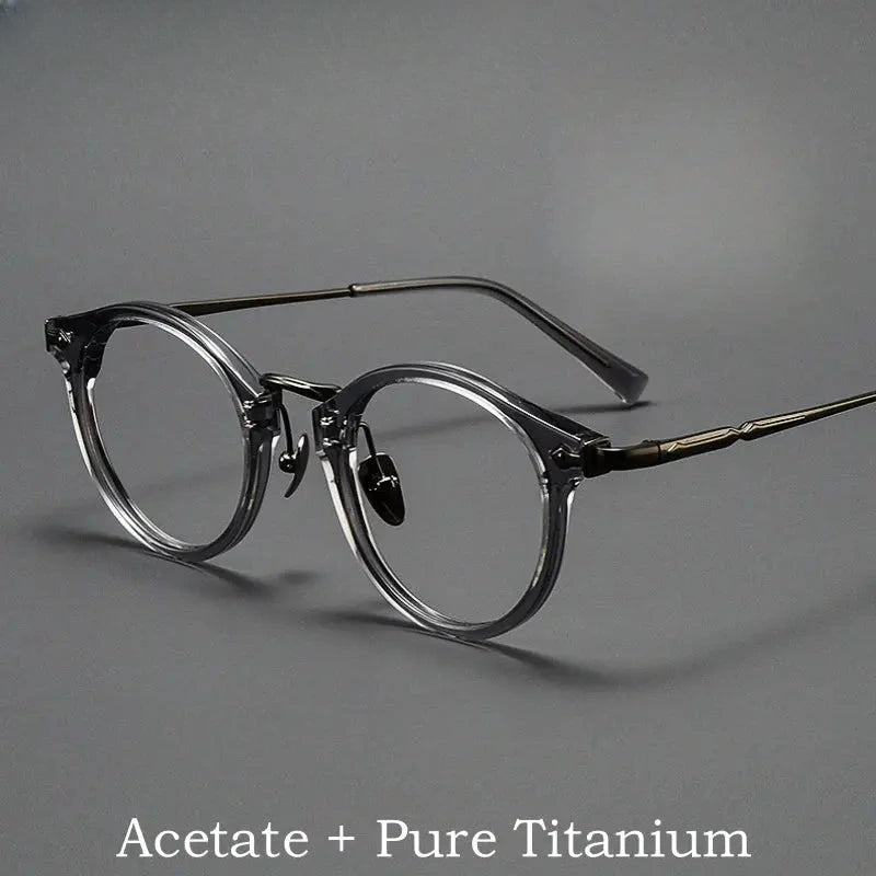 Unisex Round Full Rim Titanium Prescription Glasses Y2055 — view 1 | Rx Spectacle