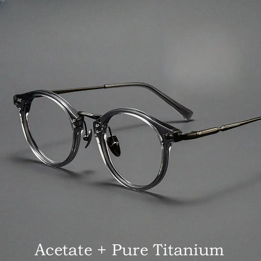 Unisex Round Full Rim Titanium Prescription Glasses Y2055 — view 1 | Rx Spectacle