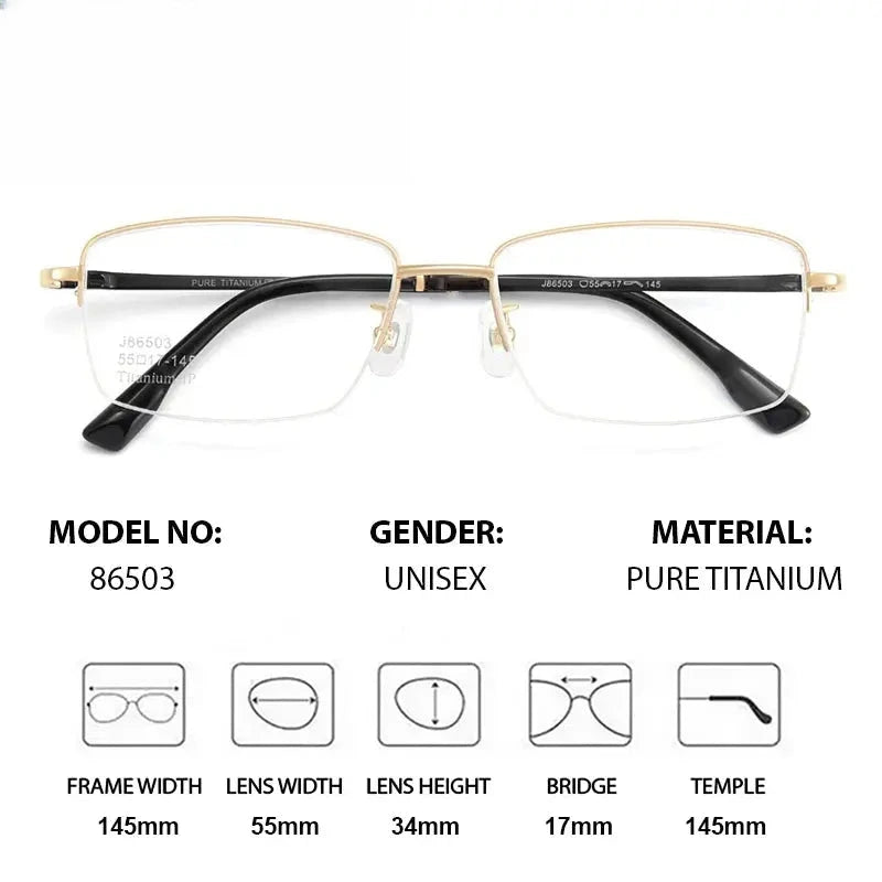 Unisex Square Semi-Rimless Titanium Prescription Glasses 986503 — view 2 | Rx Spectacle