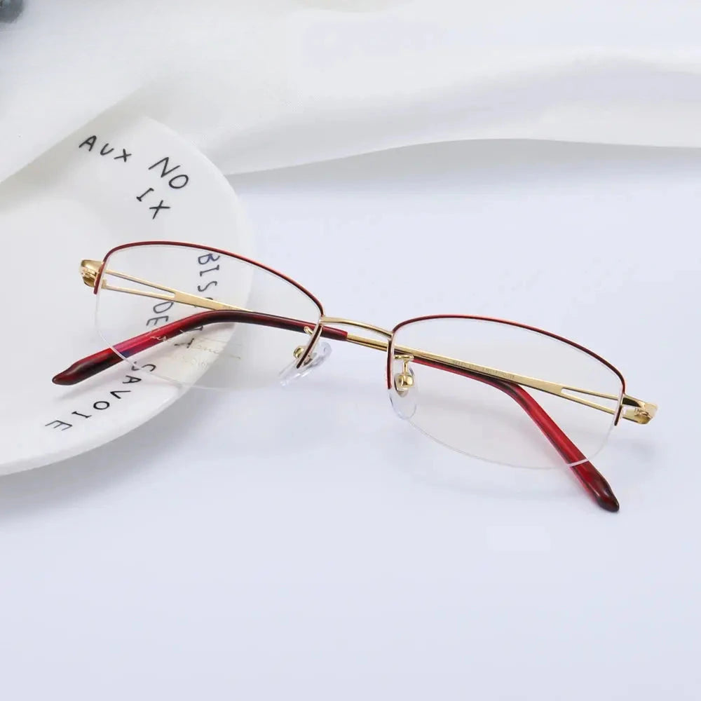 Women's Oval Semi-Rimless Titanium Prescription Glasses 940664 — view 1 | Rx Spectacle