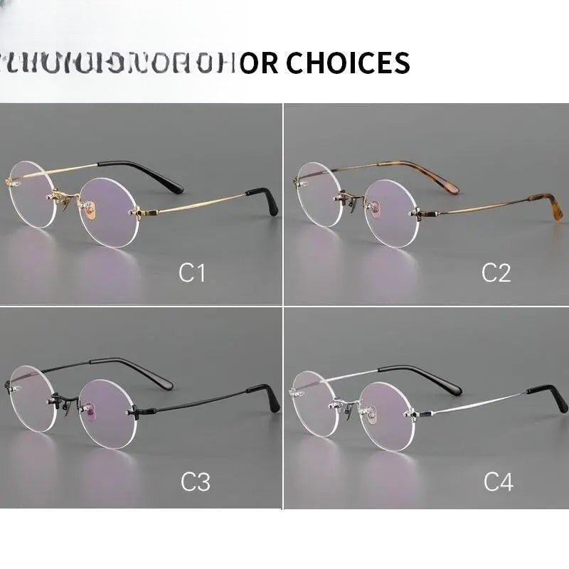 Unisex Round Rimless Titanium Reading Glasses — view 8 | Rx Spectacle