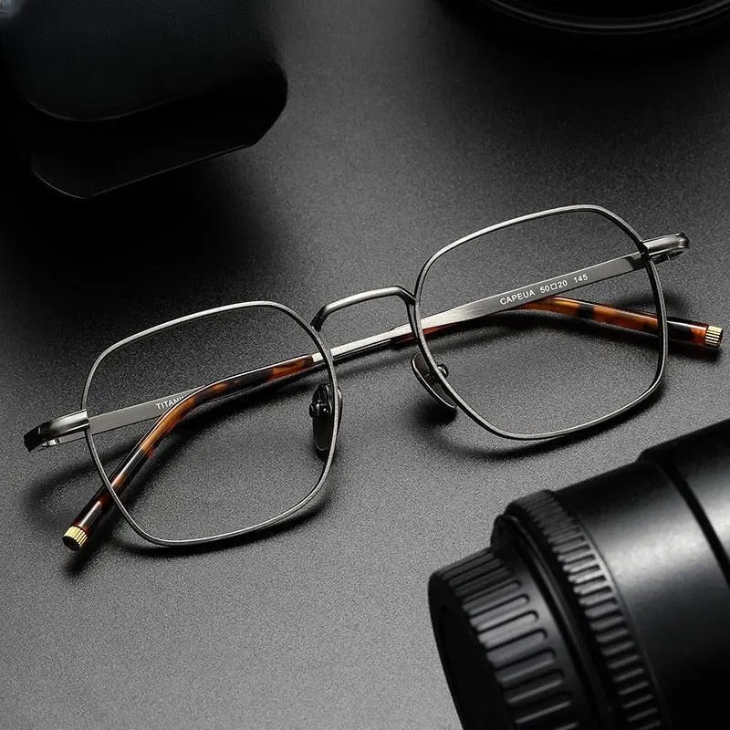 Unisex Irregular Full Rim Titanium Prescription Glasses — view 1 | Rx Spectacle