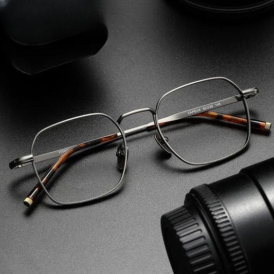 Unisex Irregular Full Rim Titanium Prescription Glasses — view 1 | Rx Spectacle
