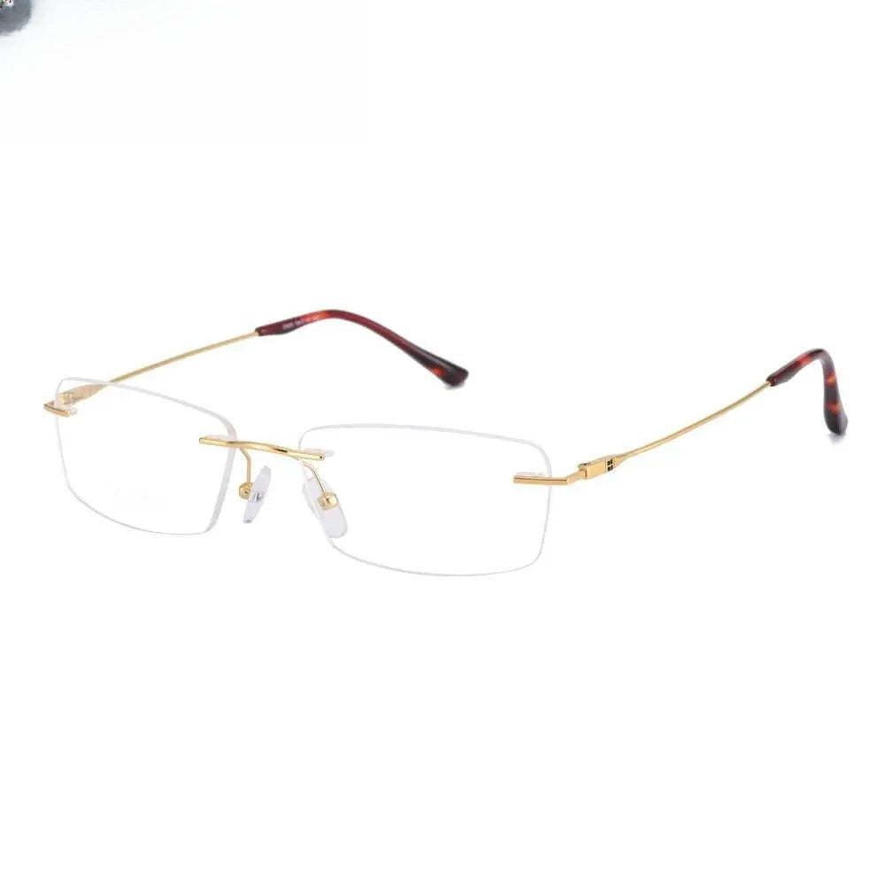 Unisex Square Rimless Titanium Prescription Glasses 2935 — view 3 | Rx Spectacle