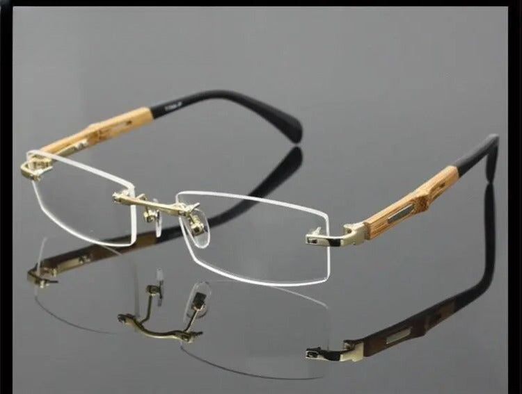 Men's Square Rimless Titanium Prescription Glasses 866 — view 2 | Rx Spectacle