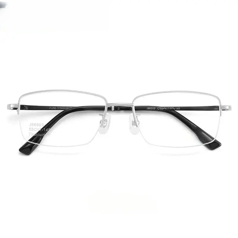 Unisex Square Semi-Rimless Titanium Prescription Glasses 986503 — view 5 | Rx Spectacle