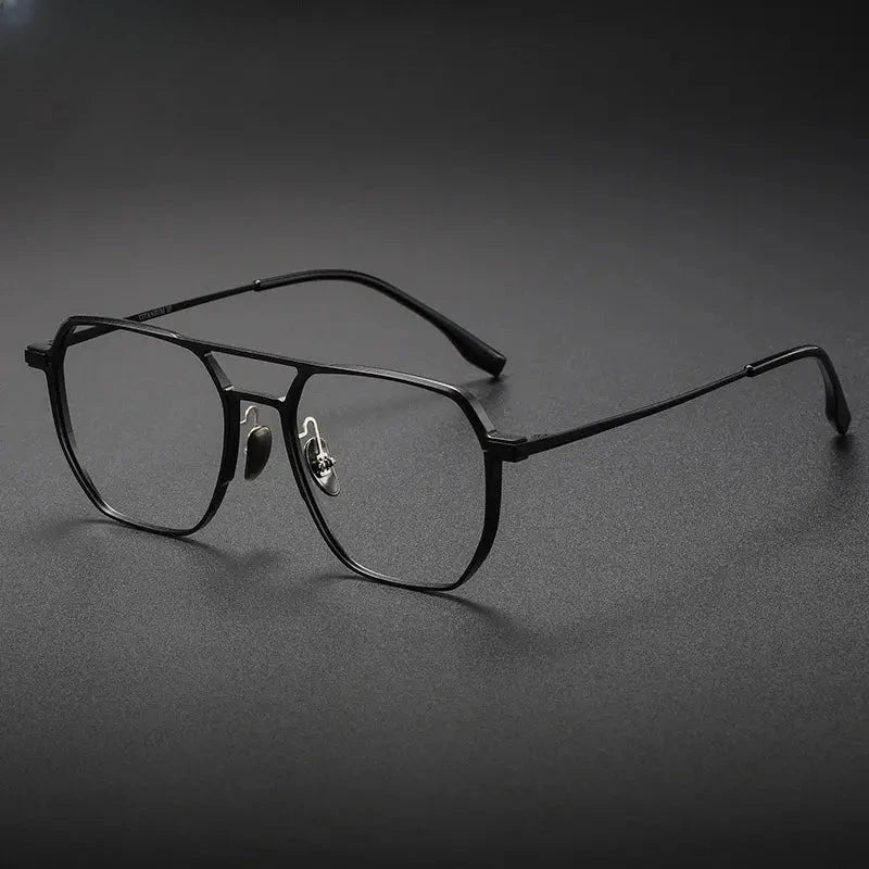Unisex Square Full Rim Titanium Double Bridge Prescription Glasses V2239 — view 9 | Rx Spectacle