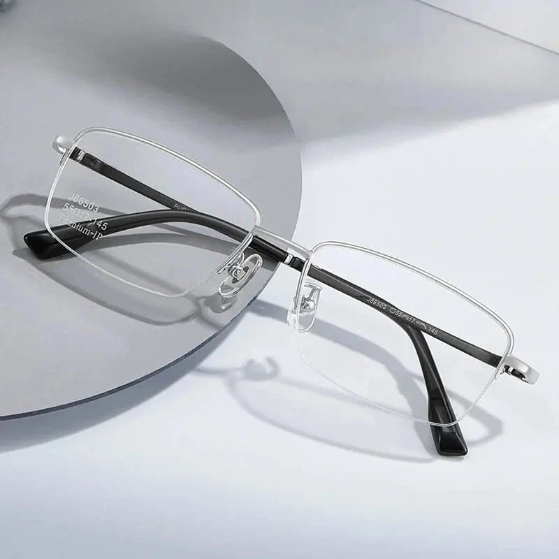 Unisex Square Semi-Rimless Titanium Prescription Glasses 986503 — view 1 | Rx Spectacle