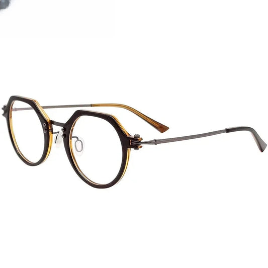 Women's Round Full Rim Titanium Flat Top Prescription Glasses 715882 — view 1 | Rx Spectacle