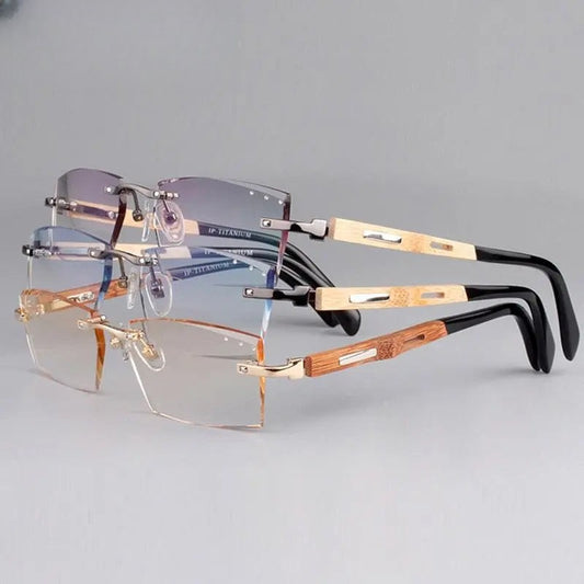 Men's Square Rimless Titanium Prescription Glasses 886 — view 1 | Rx Spectacle