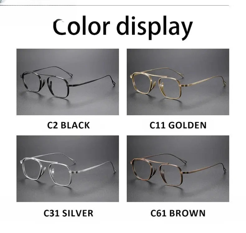 Unisex Square Full Rim Titanium Double Bridge Reading Glasses 49501 — view 11 | Rx Spectacle