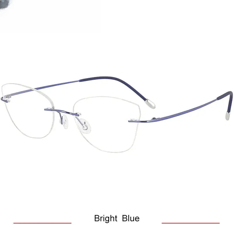Women's Cat Eye Rimless Titanium Prescription Glasses 416085 — view 5 | Rx Spectacle
