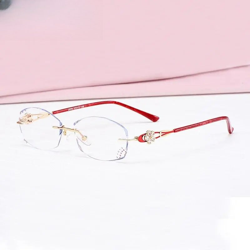 Women's Oval Rimless Titanium Prescription Glasses 2889 — view 3 | Rx Spectacle