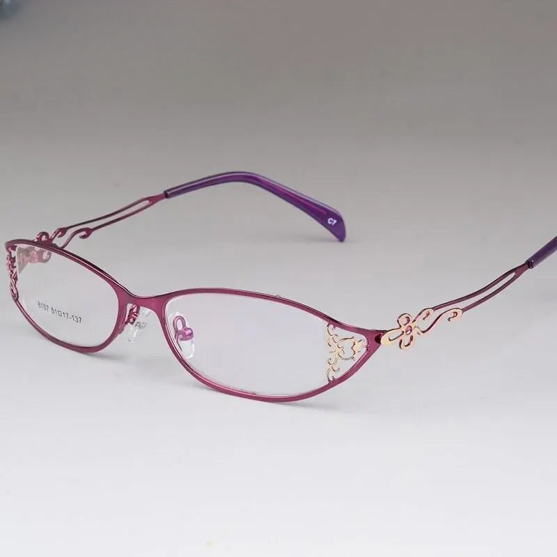 Women's Cat Eye Full Rim Stainless Steel Prescription Glasses 8107 — view 2 | Rx Spectacle