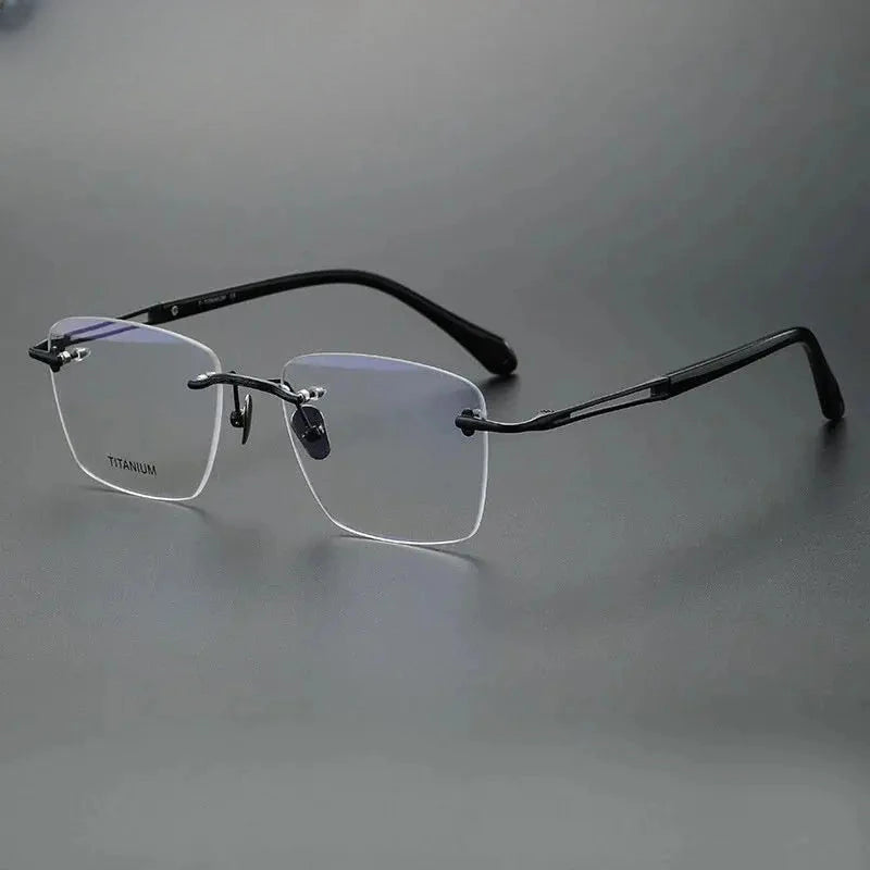 Unisex Square Rimless Titanium Prescription Glasses 880958 — view 5 | Rx Spectacle