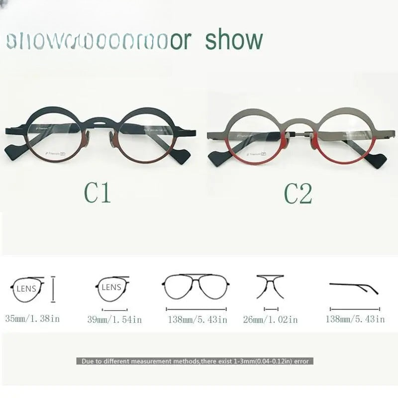 Unisex Round Full Rim Titanium Prescription Glasses 7023 — view 2 | Rx Spectacle