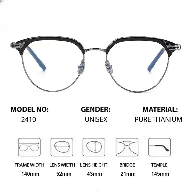 Unisex Oval Full Rim Titanium Prescription Glasses 882410 — view 2 | Rx Spectacle