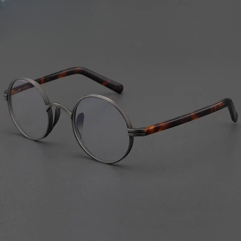 Unisex Round Full Rim Titanium Prescription Glasses Gxyj47 — view 12 | Rx Spectacle