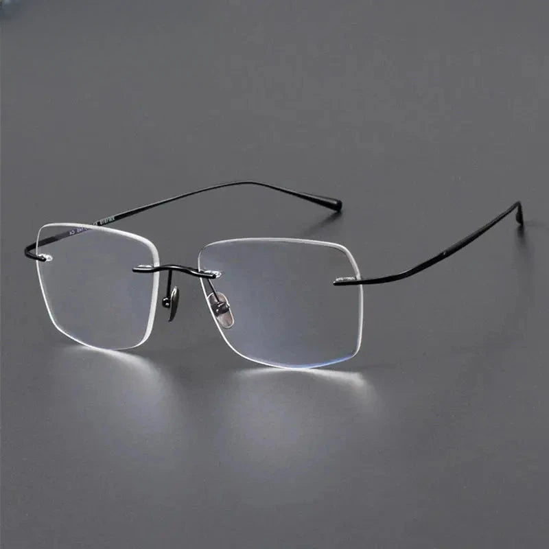 Unisex Oval Rimless Titanium Prescription Glasses 401819 — view 6 | Rx Spectacle