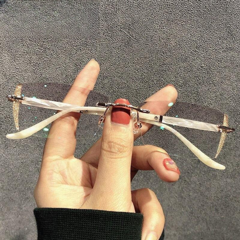 Women's Rectangular Rimless Titanium Prescription Glasses 52025 — view 8 | Rx Spectacle