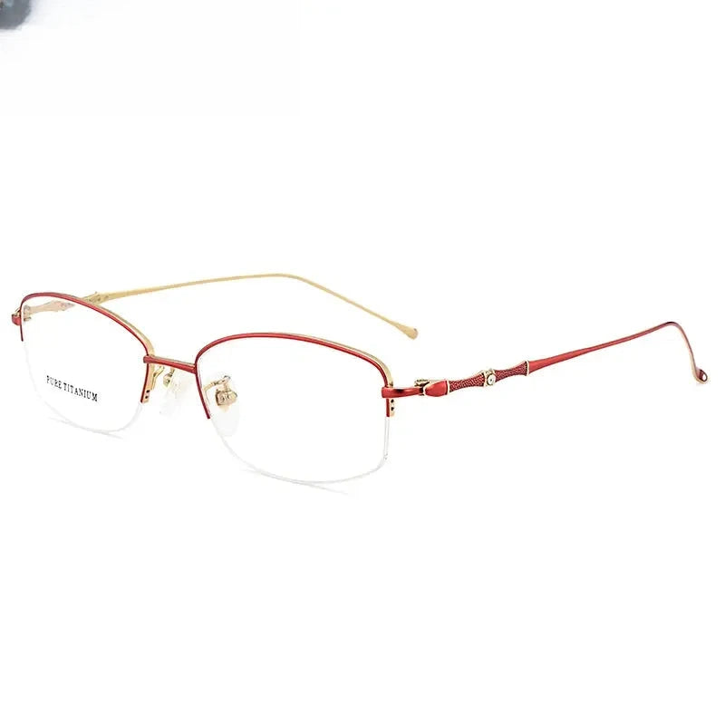 Women's Oval Semi-Rimless Titanium Prescription Glasses 888331 — view 6 | Rx Spectacle