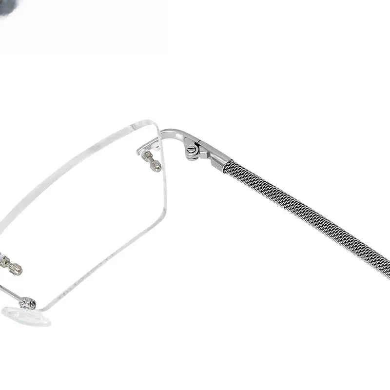 Unisex Square Rimless Titanium Prescription Glasses 1657 — view 4 | Rx Spectacle