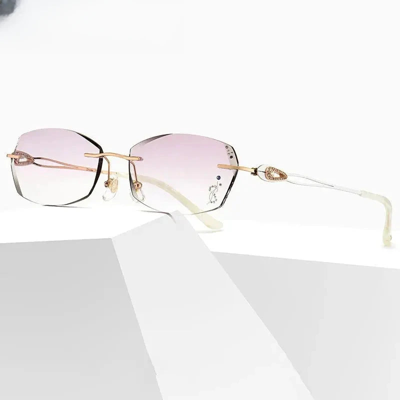 Women's Oval Rimless Titanium Prescription Glasses — view 4 | Rx Spectacle