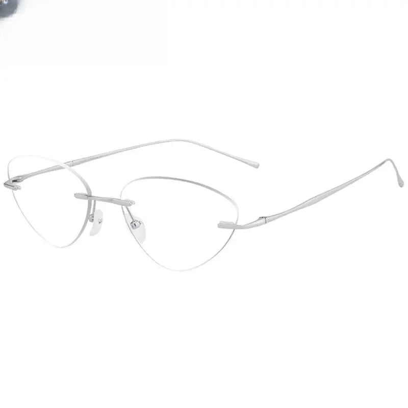 Unisex Cat Eye Rimless Titanium Prescription Glasses 632 — view 6 | Rx Spectacle