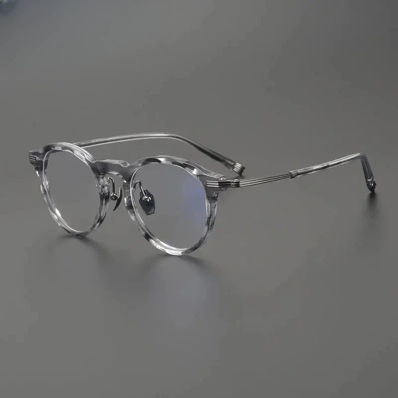 Unisex Round Full Rim Titanium Oversized Prescription Glasses 852516 — view 3 | Rx Spectacle