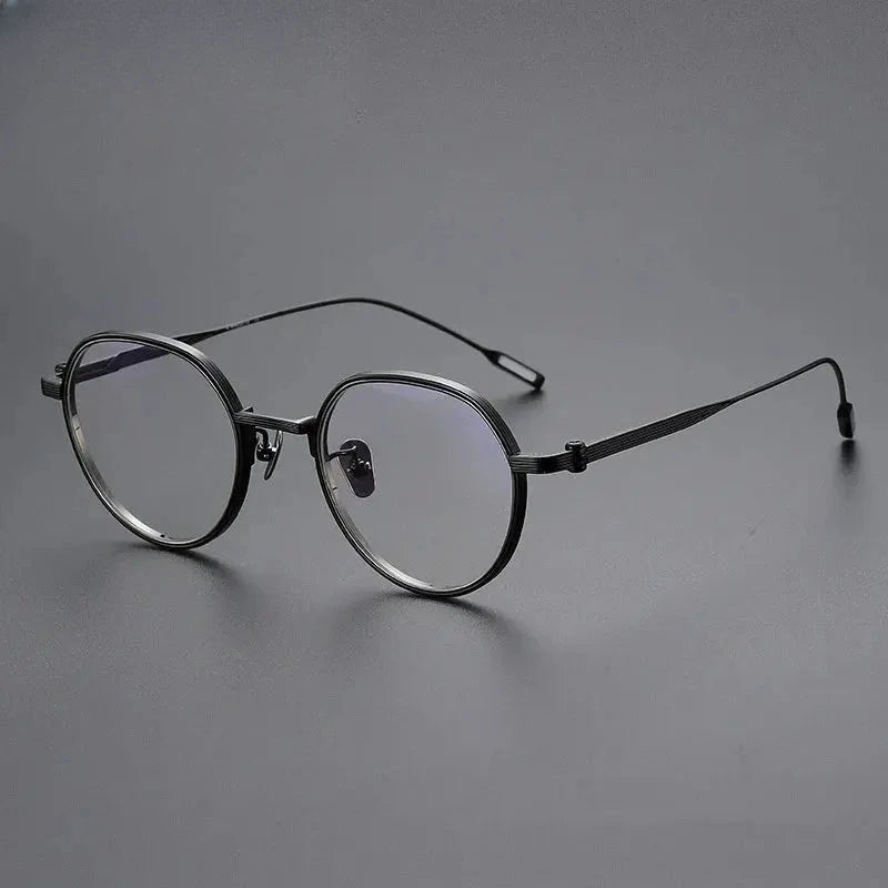 Unisex Round Full Rim Titanium Flat Top Prescription Glasses 581161 — view 4 | Rx Spectacle