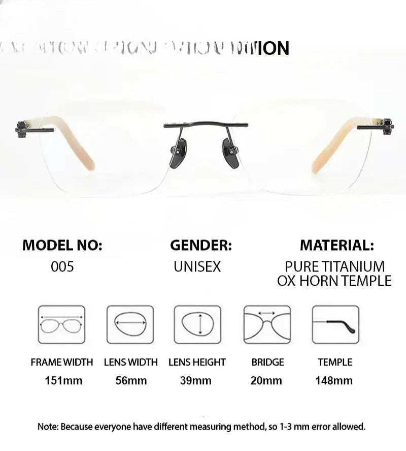Men's Polygon Rimless Titanium Prescription Glasses 611005 — view 2 | Rx Spectacle