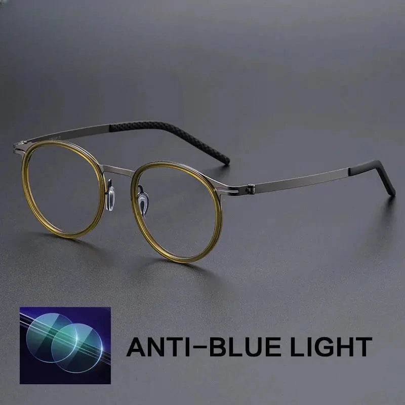 Unisex Round Full Rim Titanium Reading Glasses G698010 — view 5 | Rx Spectacle