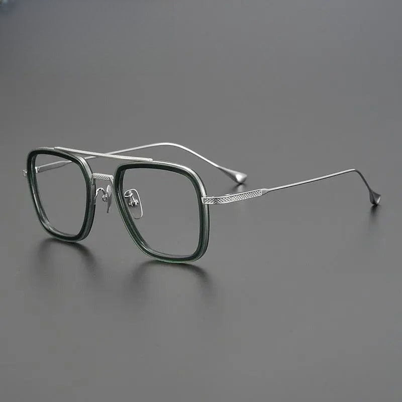 Unisex Square Full Rim Titanium Double Bridge Prescription Glasses Gxyj937 — view 7 | Rx Spectacle