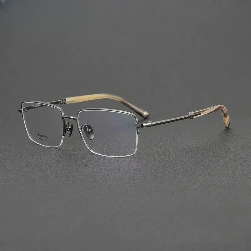 Men's Square Semi-Rimless Titanium Prescription Glasses 72369 — view 4 | Rx Spectacle