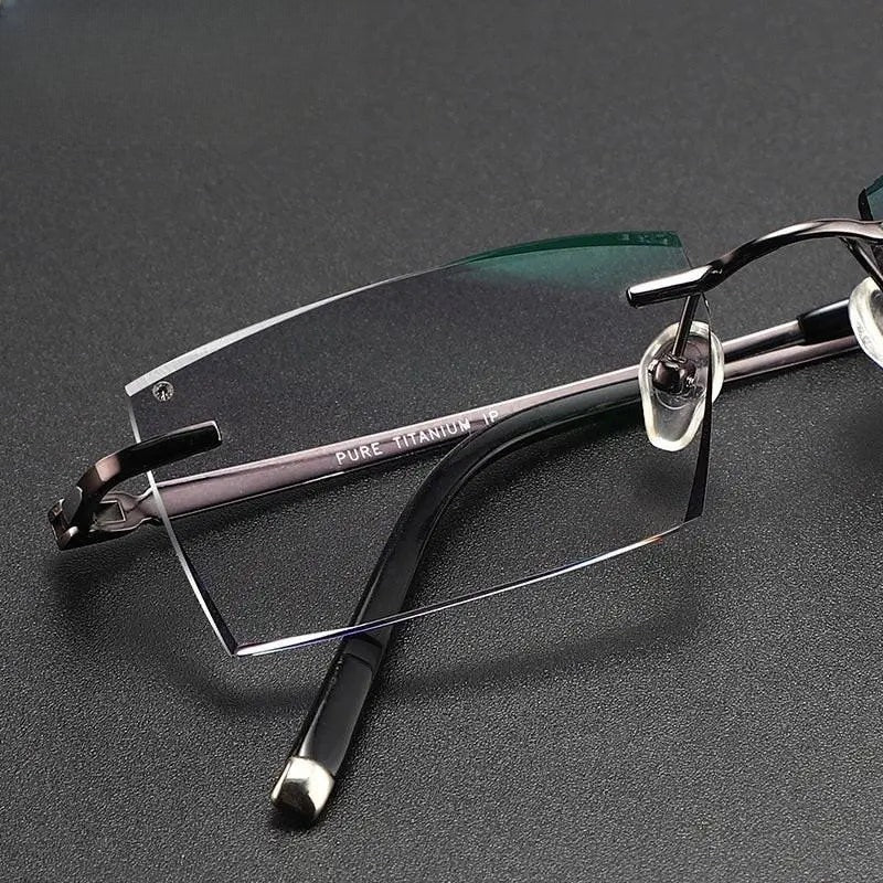 Men's Square Rimless Titanium Prescription Glasses 9090 — view 6 | Rx Spectacle