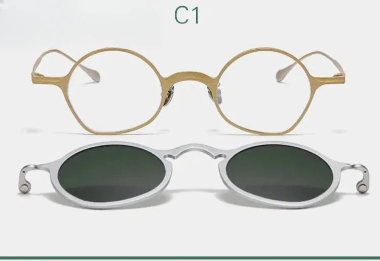 Unisex Irregular Full Rim Titanium Clip-On Prescription Glasses 148583 — view 3 | Rx Spectacle