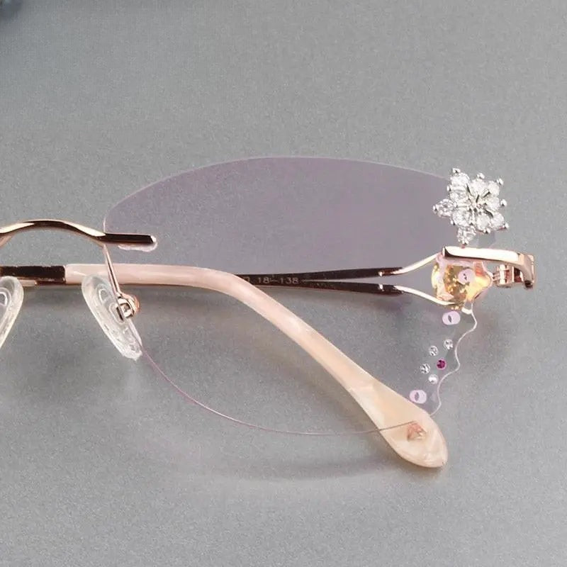 Women's Butterfly Rimless Titanium Prescription Glasses 88301 — view 6 | Rx Spectacle