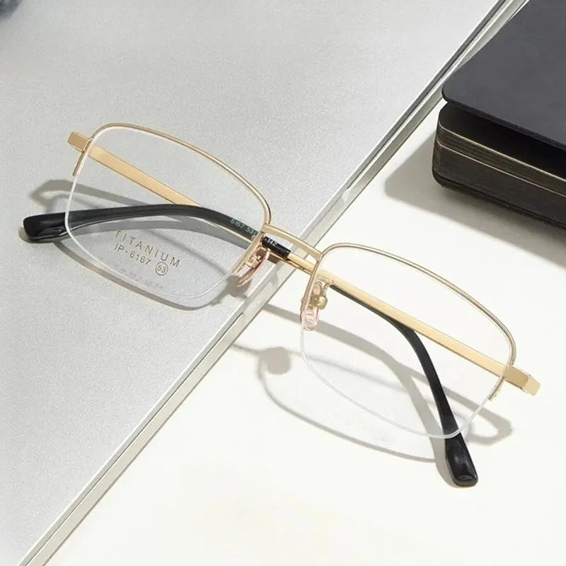 Unisex Square Semi-Rimless Titanium Prescription Glasses 966167 — view 1 | Rx Spectacle