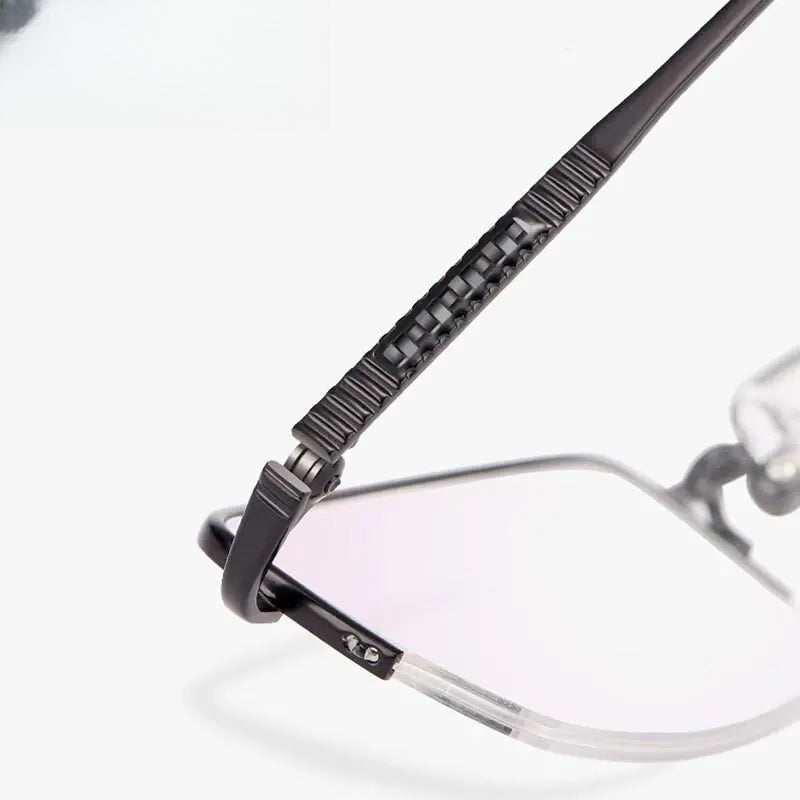 Men's Square Semi-Rimless Titanium Prescription Glasses 8961 — view 6 | Rx Spectacle