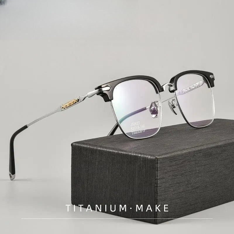 Men's Square Full Rim Titanium Prescription Glasses J0062t — view 1 | Rx Spectacle