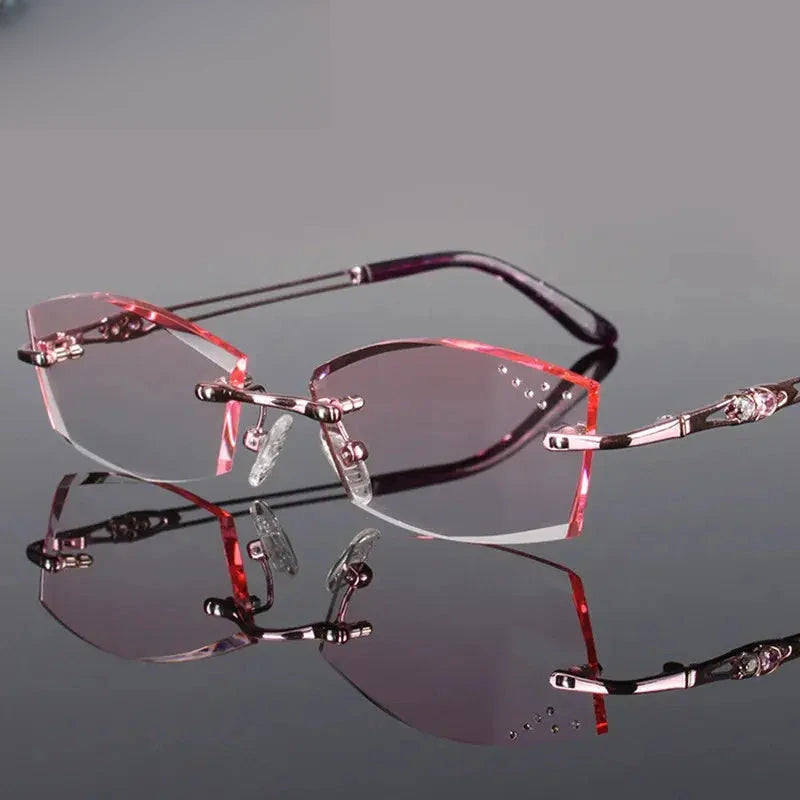 Women's Square Rimless Titanium Prescription Glasses 411005 — view 2 | Rx Spectacle