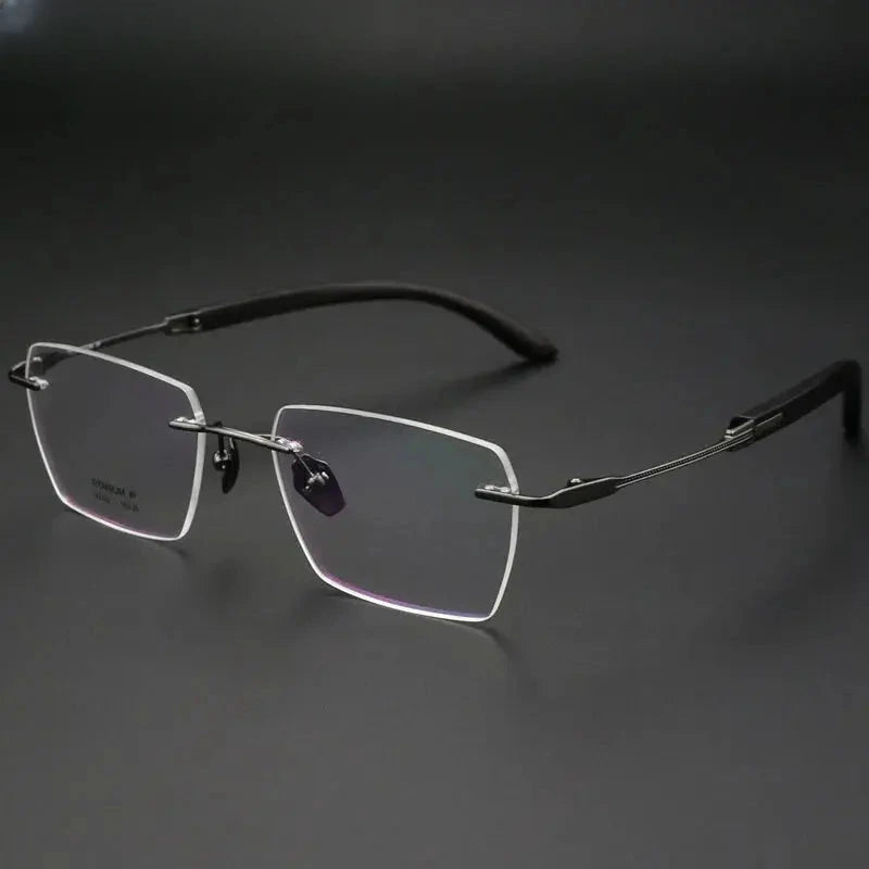 Unisex Polygon Rimless Titanium Prescription Glasses 312329 — view 3 | Rx Spectacle