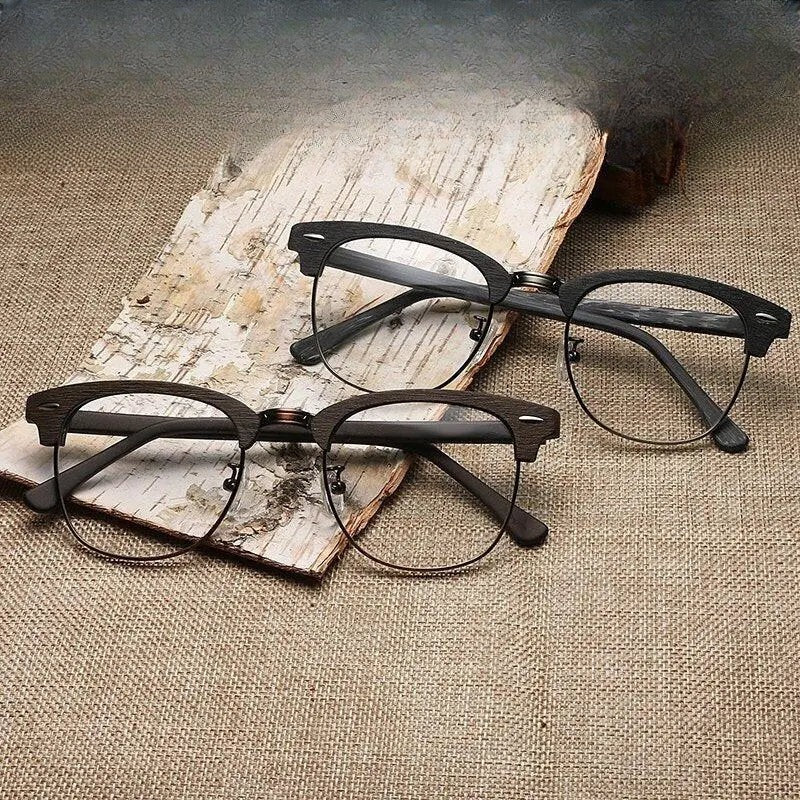 Unisex Round Full Rim Wood Prescription Glasses — view 1 | Rx Spectacle