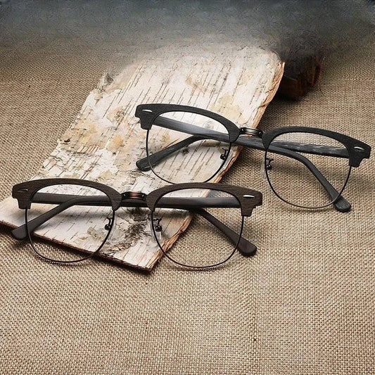Unisex Round Full Rim Wood Prescription Glasses — view 1 | Rx Spectacle